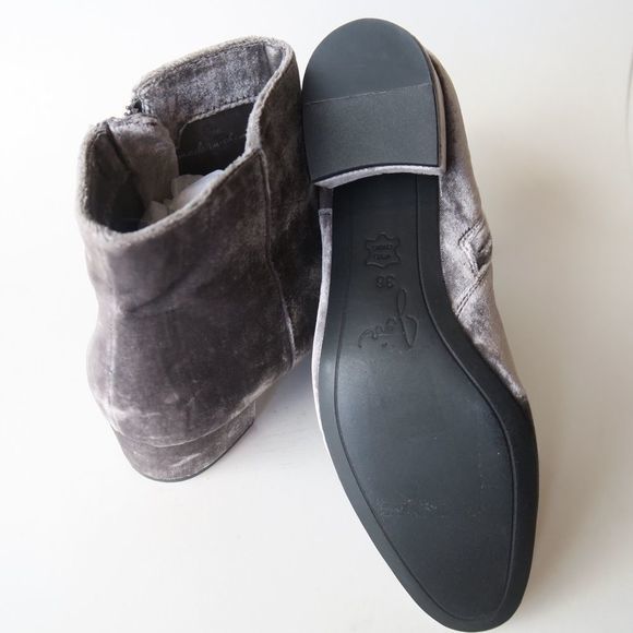 JOIE Silver Fenellie velvet Block Heel Booties - Picture 7 of 8